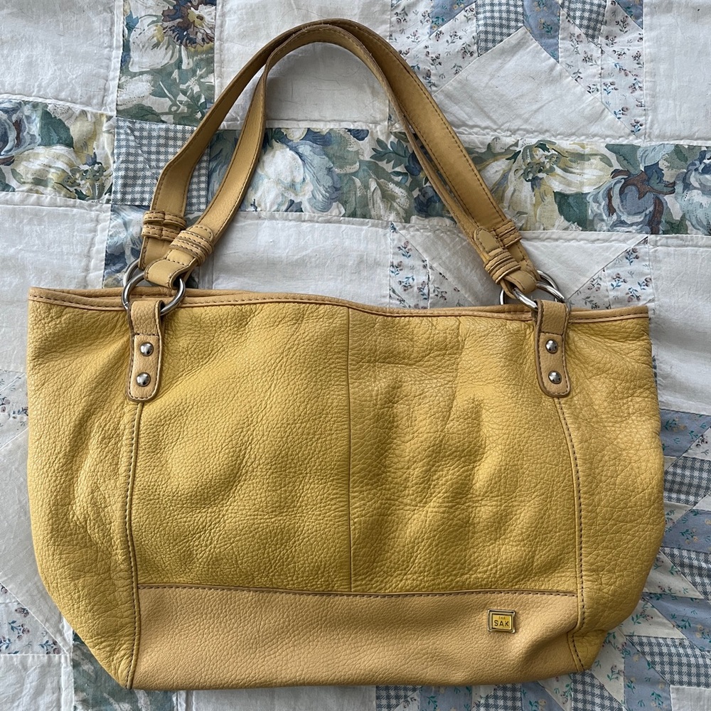 ☀️Vibrant yellow Y2K The Sak leather handbag